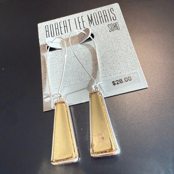 Robert Lee Morris Gold Silver Mixed Metal Drop Earrings - Picture 3 of 6